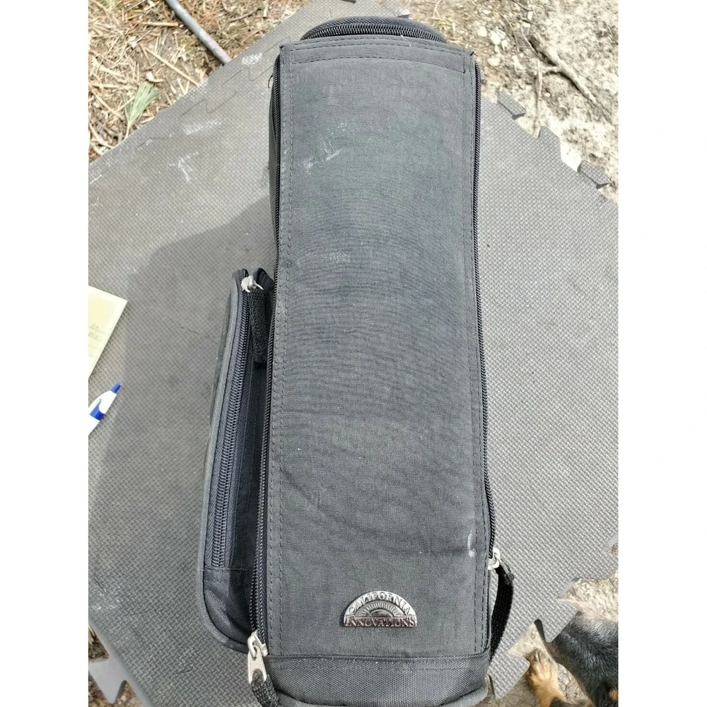 California Innovations Black Insulated Wine Bottle Carrier‎ Bag with 2 Glasses